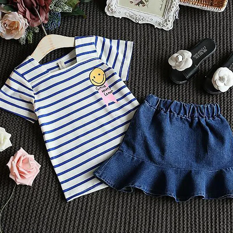 2-piece Striped Dress Set for Toddler Girl