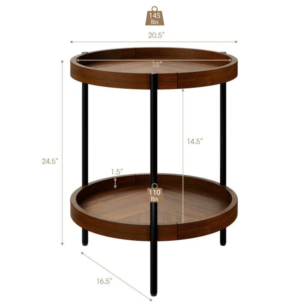 2-Tier Retro End Table with Bottom Shelf