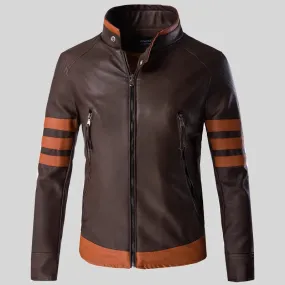 2023 Autumn Men's Zipper Leather Jacket Wolverine Casual PU Leather Locomotive Coat Logan Bomber Jacket Slim Coats