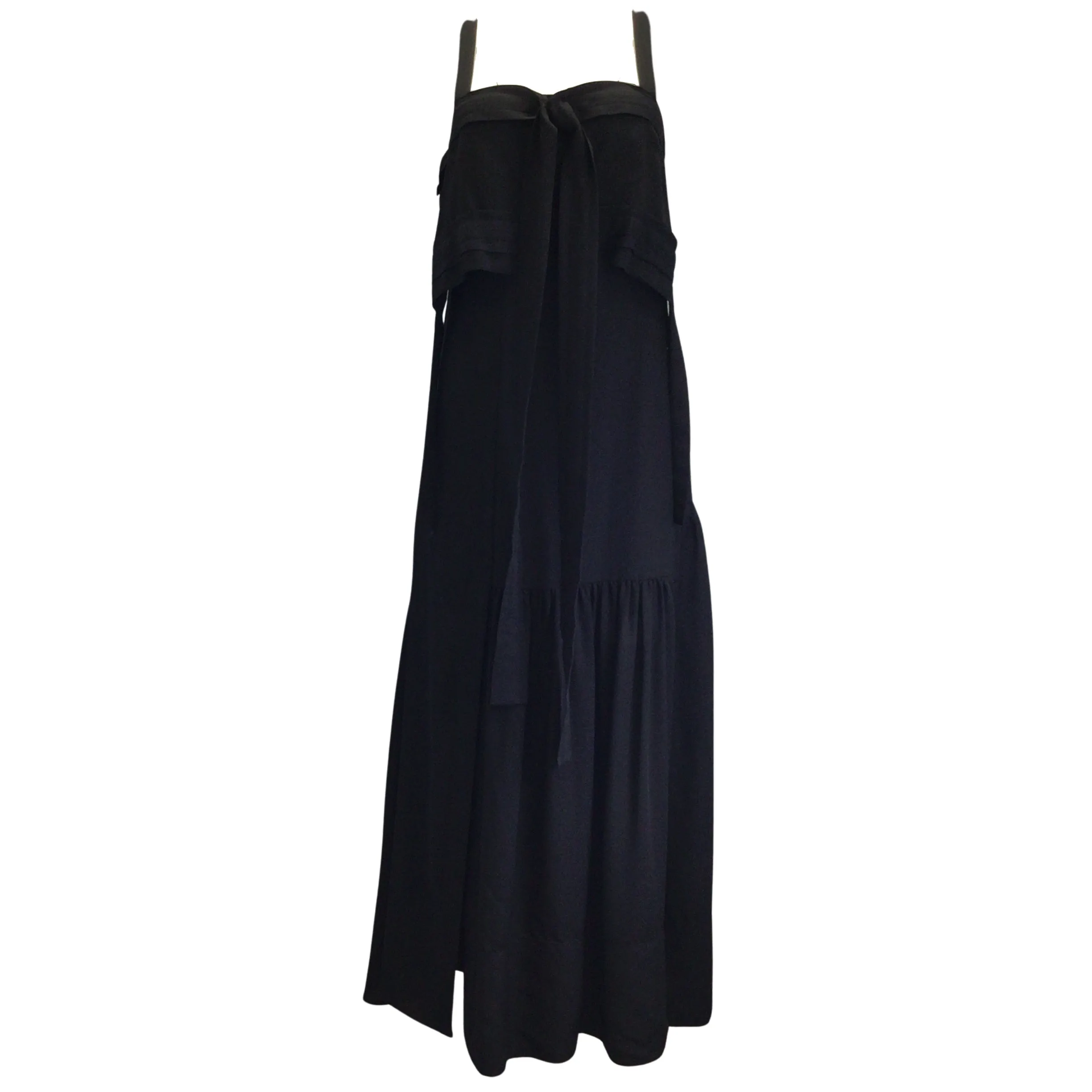 3.1 Phillip Lim Black Tie-Front Sleeveless Silk Gown / Formal Dress