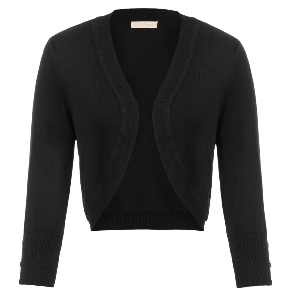 3/4 Sleeve Bolero Shrug Open Front Knit Cropped Cardigan Sweater