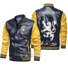 Allardice Family Crest Leather Bomber Jacket Lion Rampant Alba Gu Brath Style