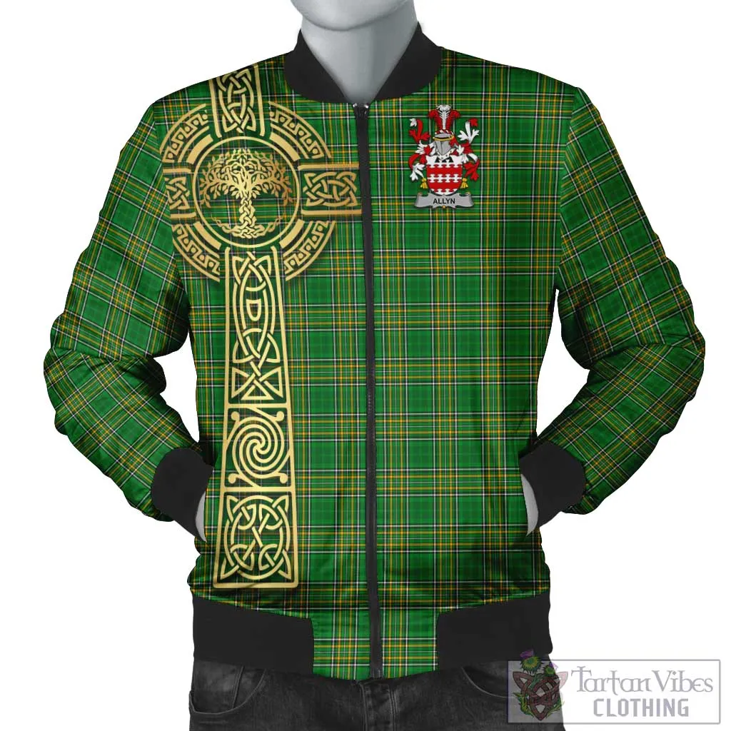 Allyn Irish Clan Tartan Bomber Jacket with Coat of Arms Celtic Tree of Life Style