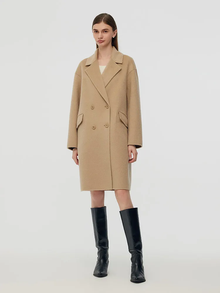 Alpaca Wool Notched Collar Women Coat