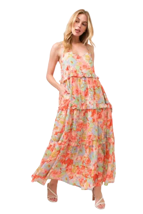 And The Why Floral Ruffled Tiered Maxi Cami Dress