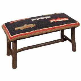 Anglers Dream Hooked Wool Hickory Bench