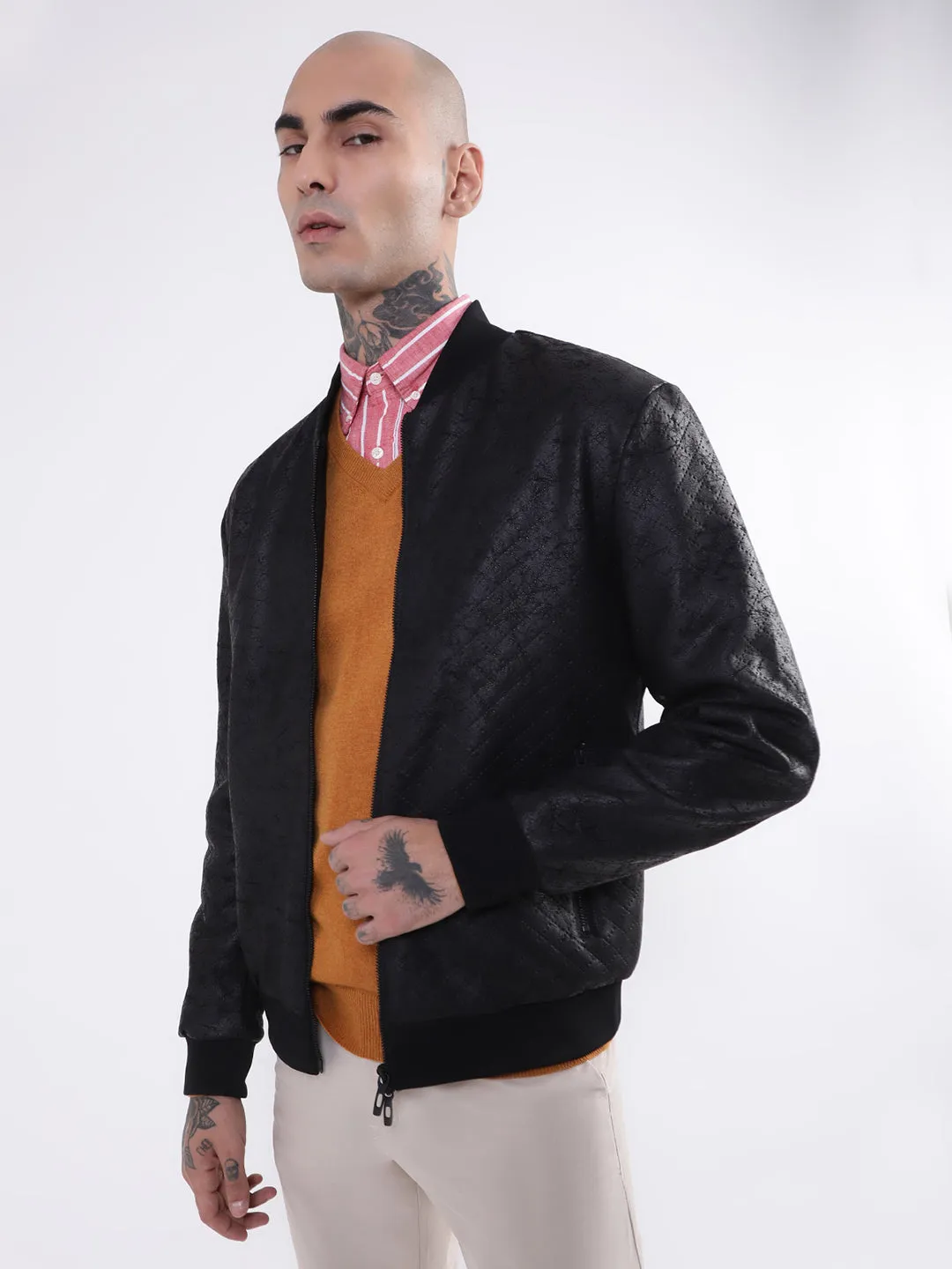 Antony Morato Men Black Bomber Jacket