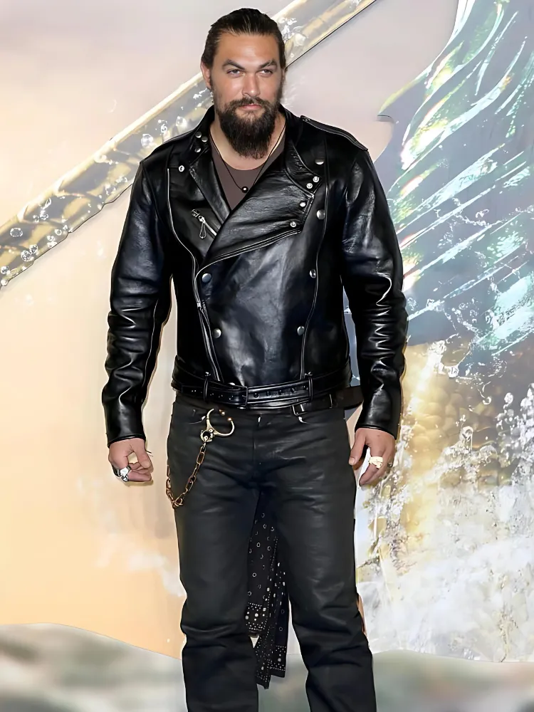 Aquaman Jason Momoa Biker Black Leather Jacket