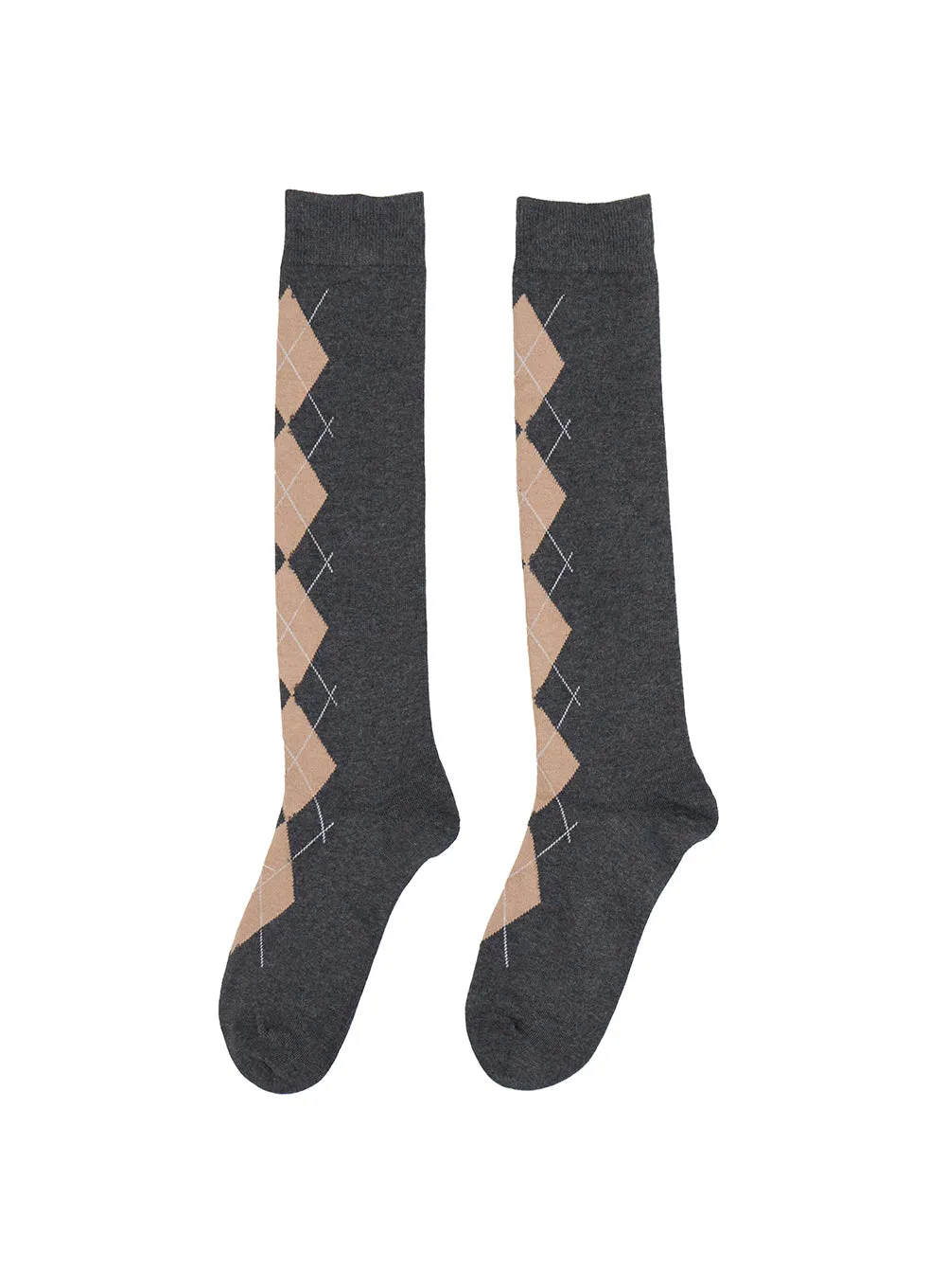 Argyle Cotton Long Socks CN415