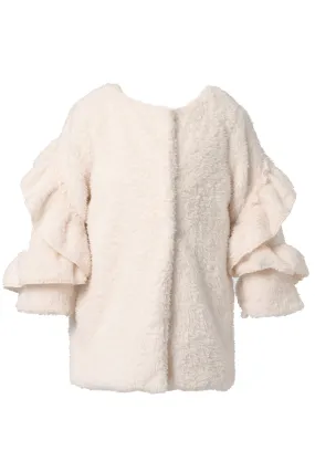 Baby Girl's Sherpa Ruffle Detail Coat