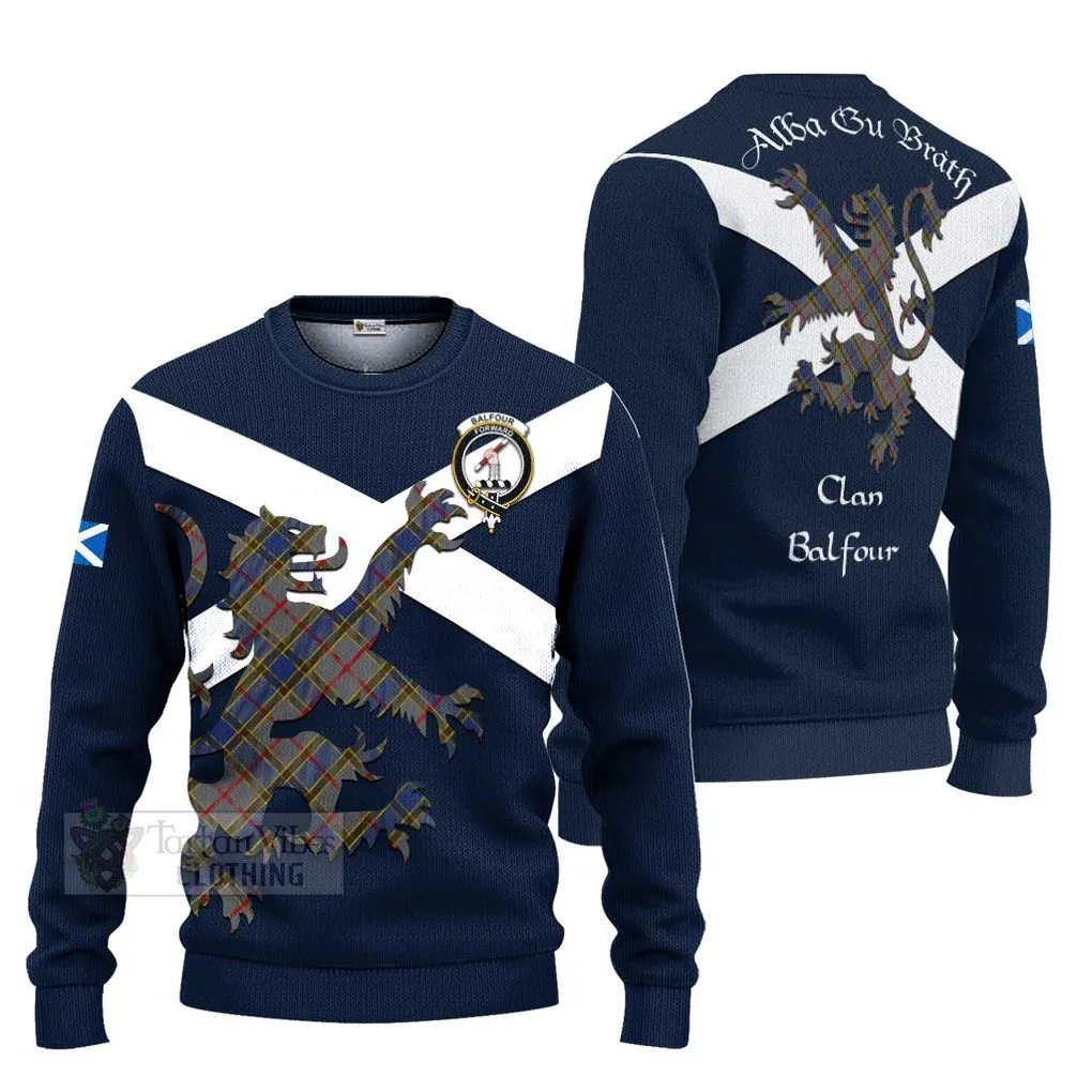 Balfour Tartan Lion Rampant Ugly Sweater Proudly Display Your Heritage with Alba Gu Brath and Clan Name