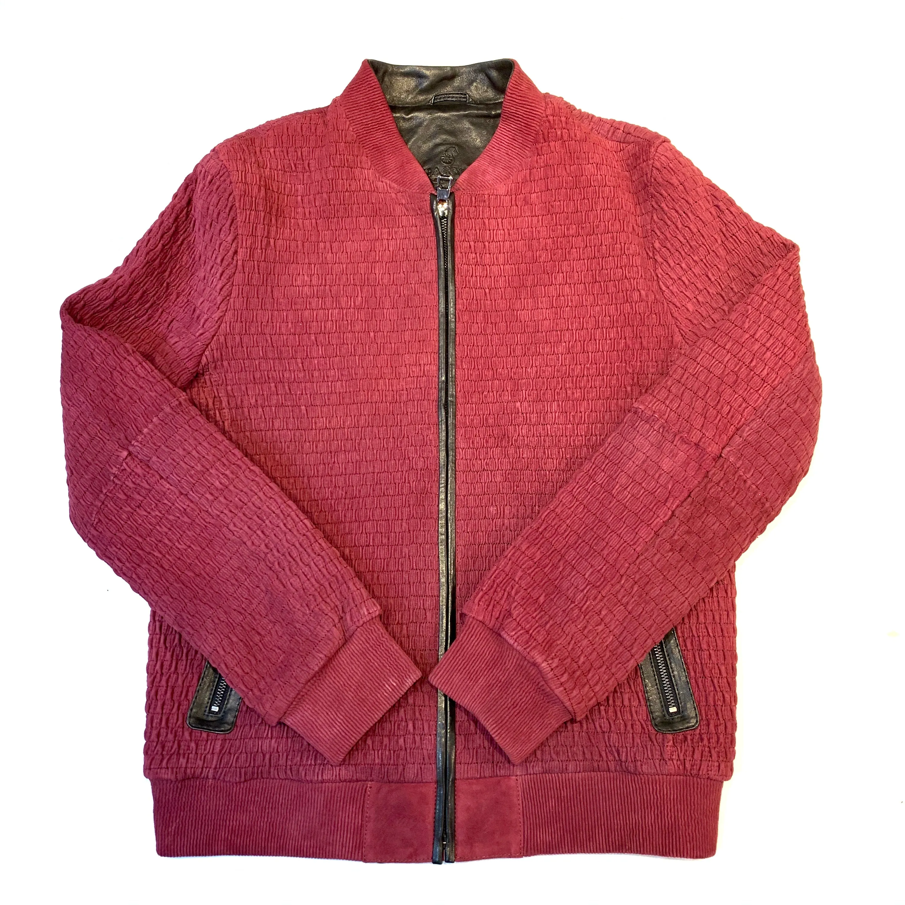 Barya NewYork Wine Lambskin Weaved Jacket