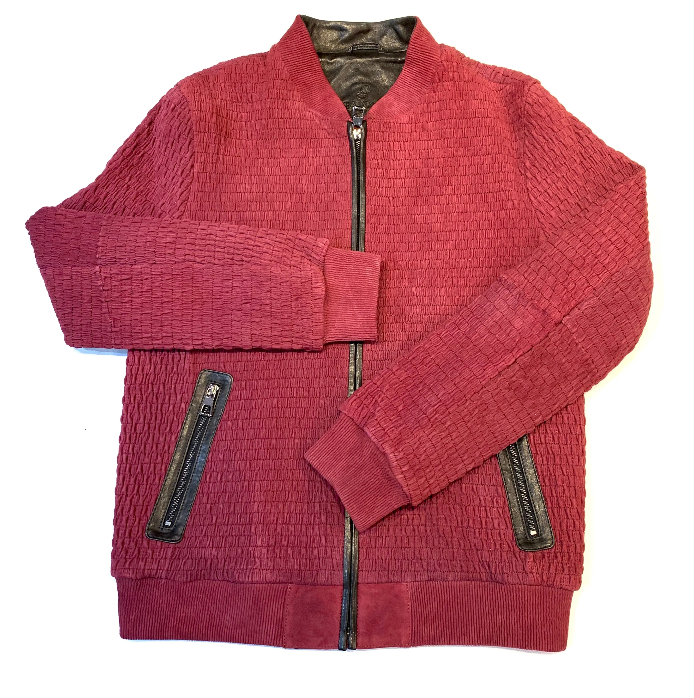 Barya NewYork Wine Lambskin Weaved Jacket