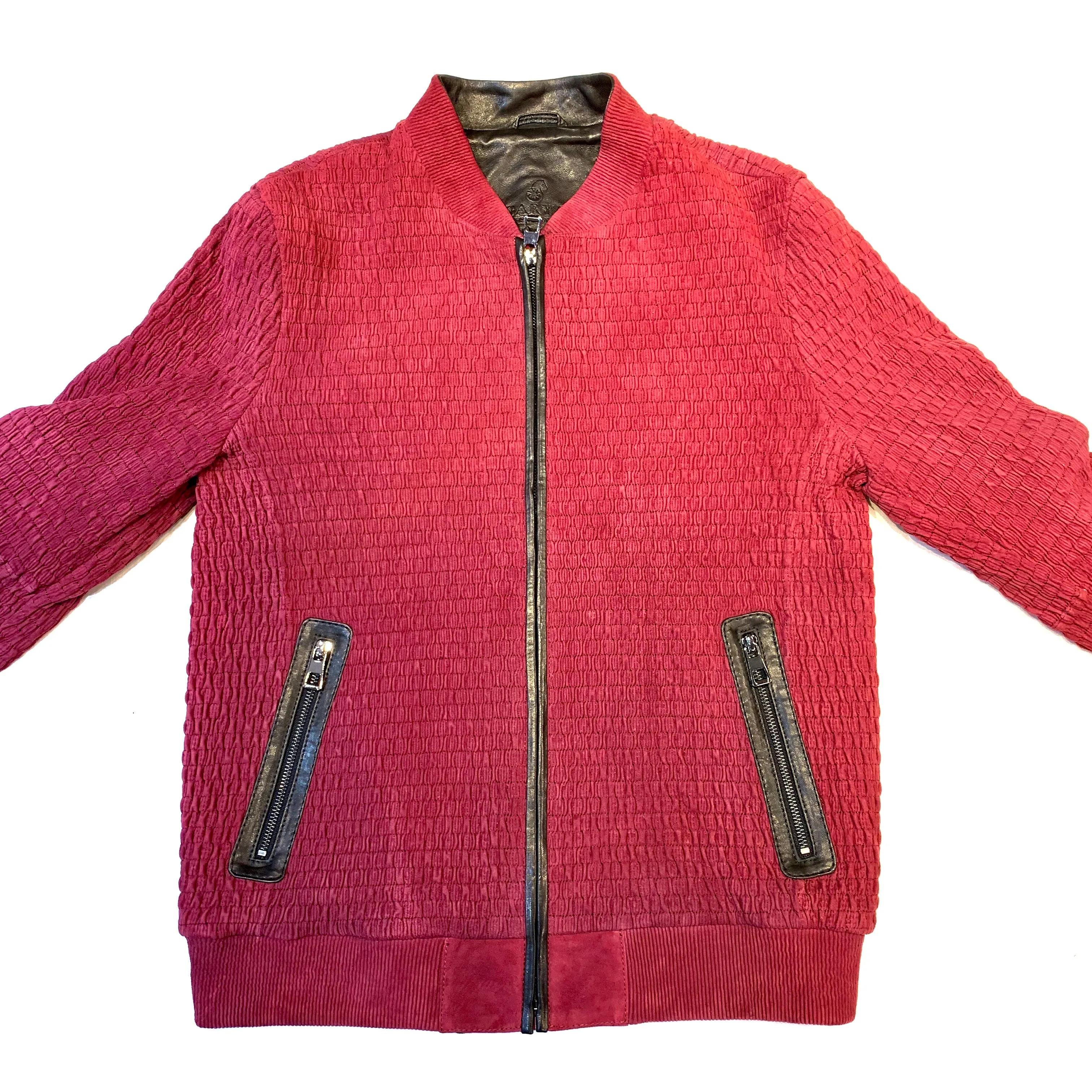 Barya NewYork Wine Lambskin Weaved Jacket