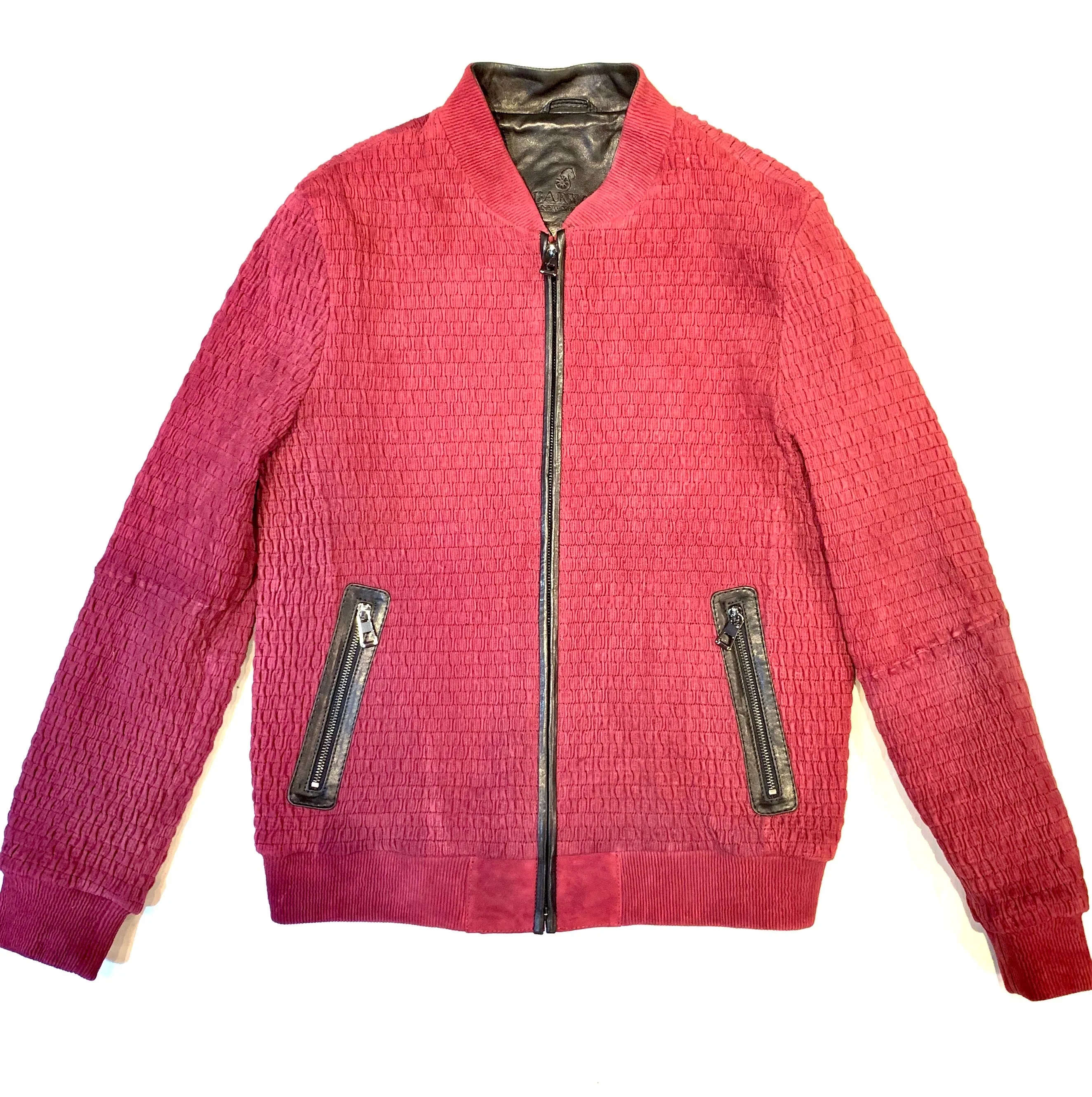 Barya NewYork Wine Lambskin Weaved Jacket