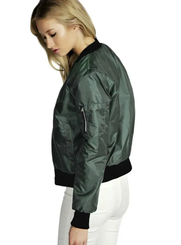 BASIC BOMBER JACKET LONG SLEEVE COAT CASUAL STAND