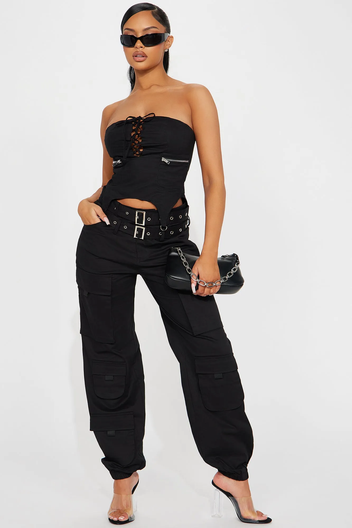 Belted For Your Pleasure Cargo Jogger - Black