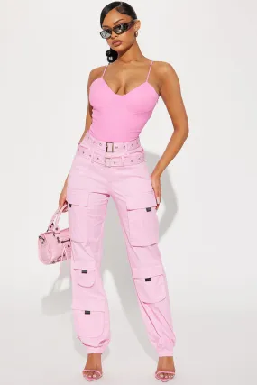 Belted For Your Pleasure Cargo Jogger - Pink