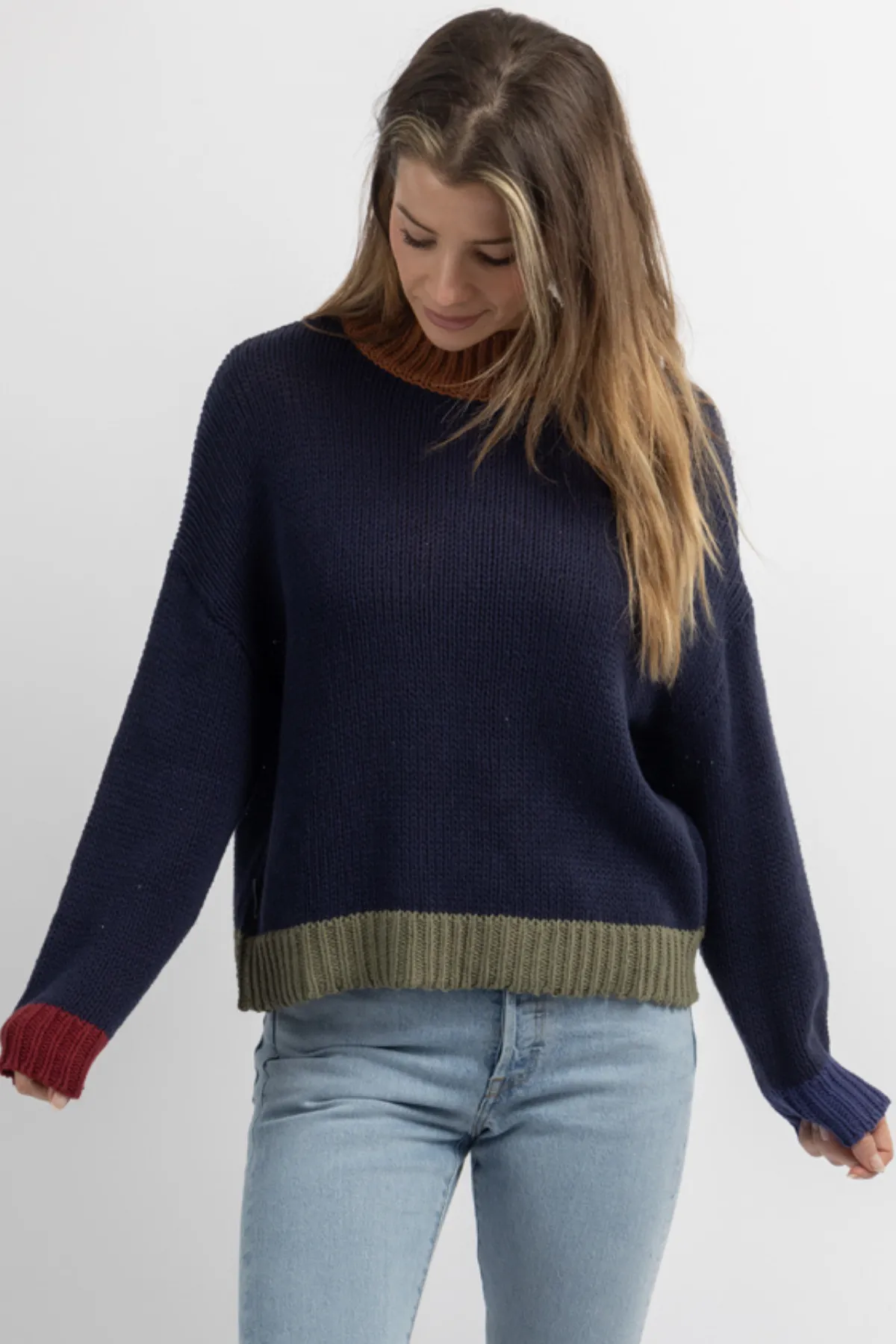 BENNETT NAVY COMBO SWEATER