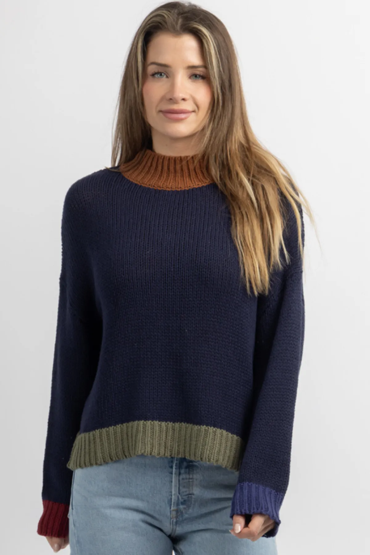 BENNETT NAVY COMBO SWEATER