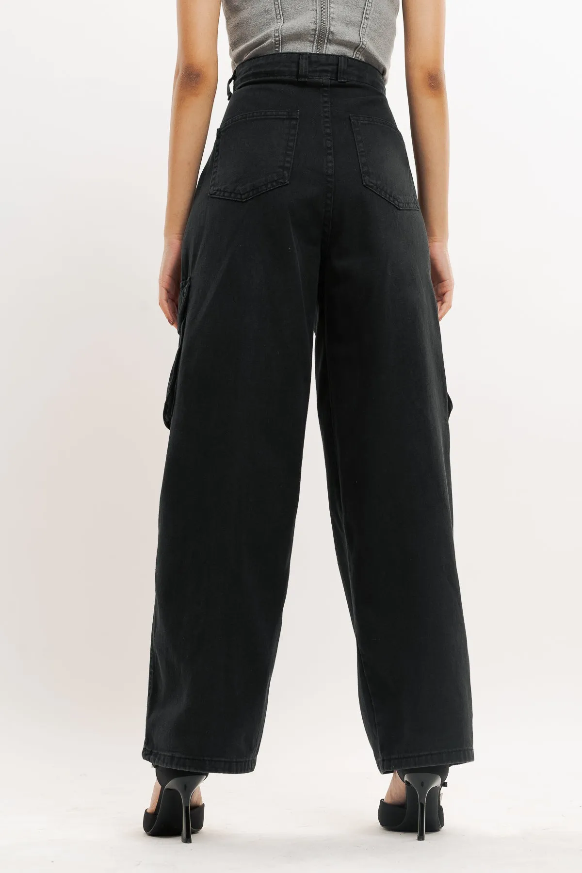 Black Coin Pocket Denim Cargo Pant