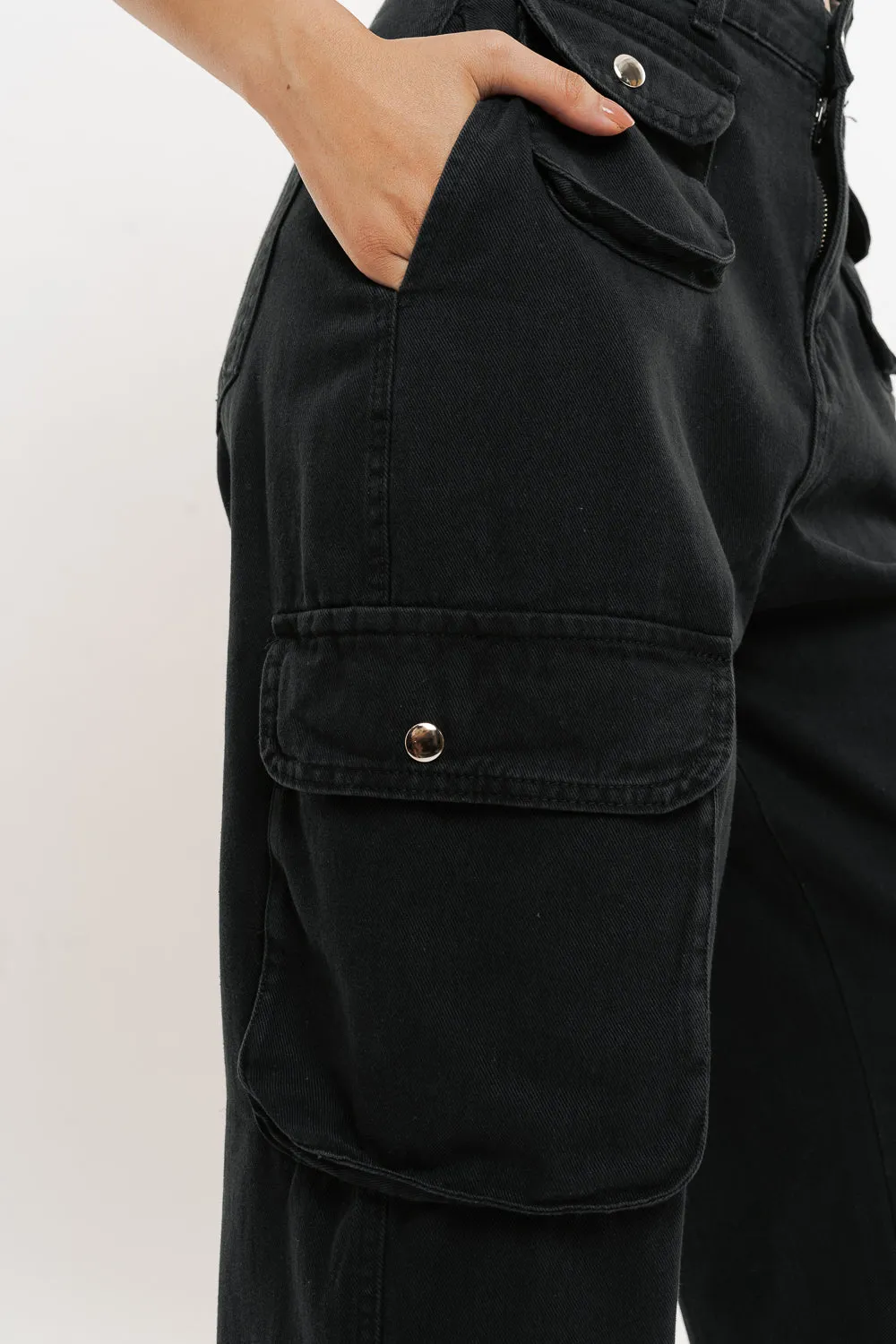 Black Coin Pocket Denim Cargo Pant