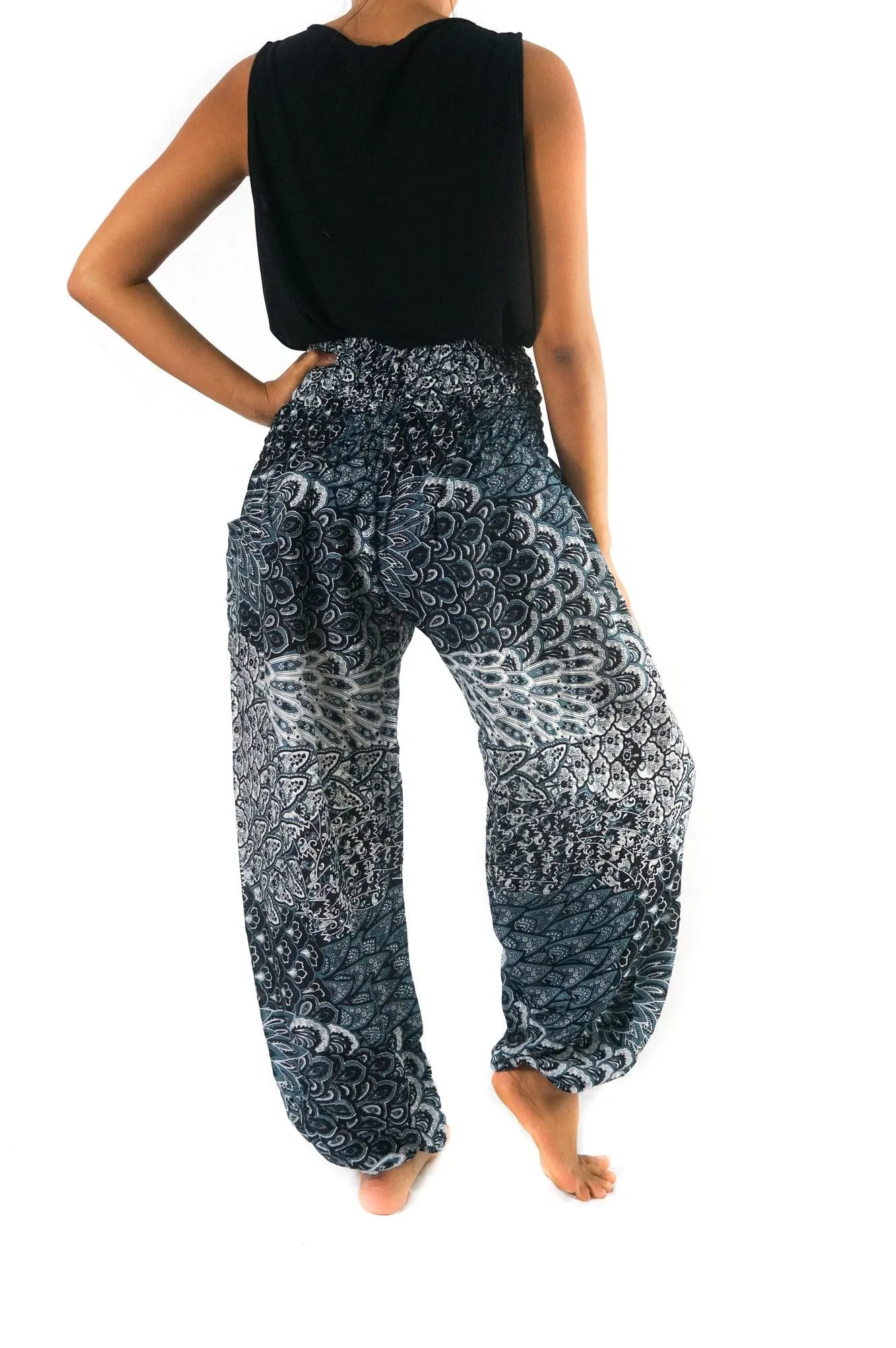 Black Peacock Pants Women Boho Pants Hippie Pants Yoga