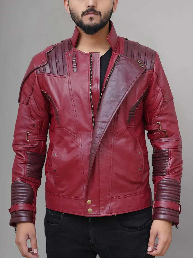 Black Short Collar Biker Genuine Sheepskin Leather Jacket