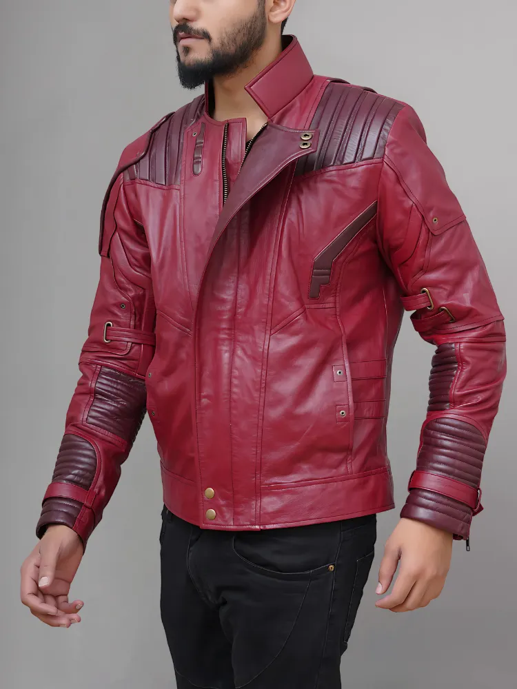 Black Short Collar Biker Genuine Sheepskin Leather Jacket