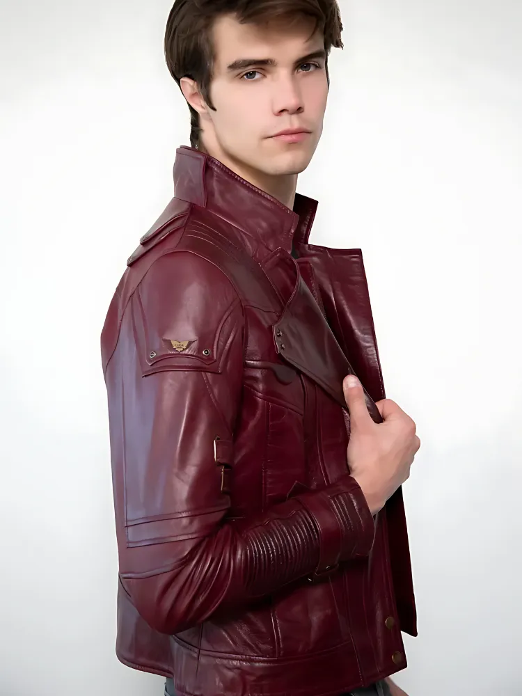 Black Short Collar Biker Genuine Sheepskin Leather Jacket