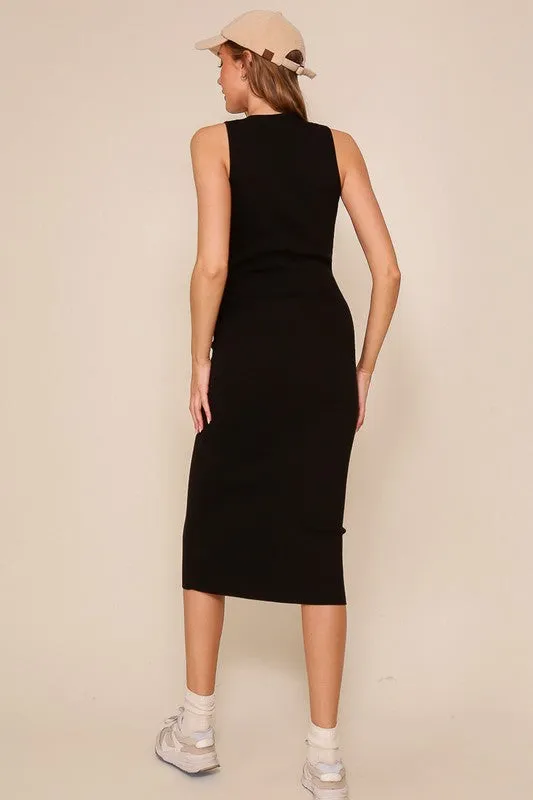 Black Sweater Midi Night Out Dress