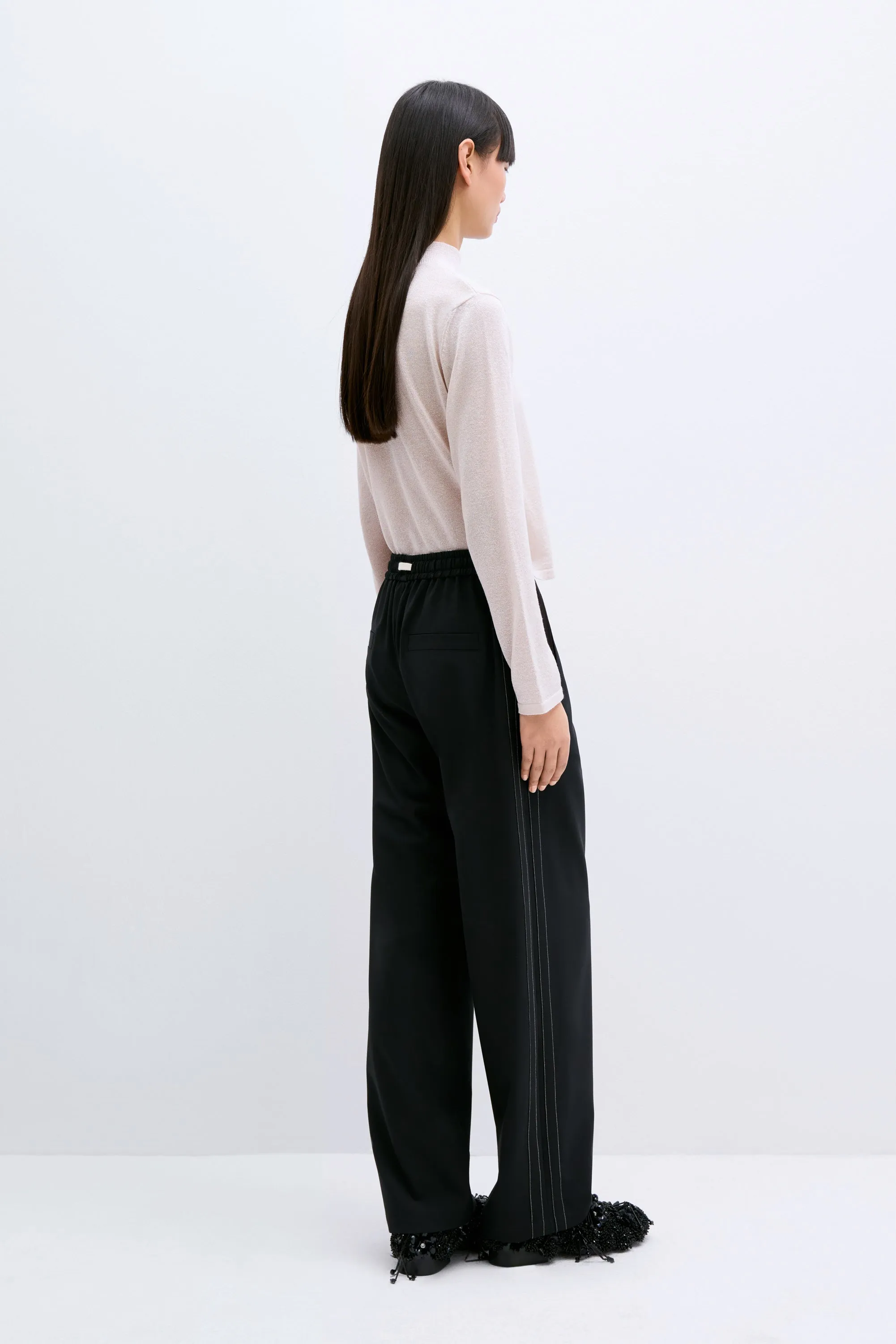 Black Tailored Drawstring Pants