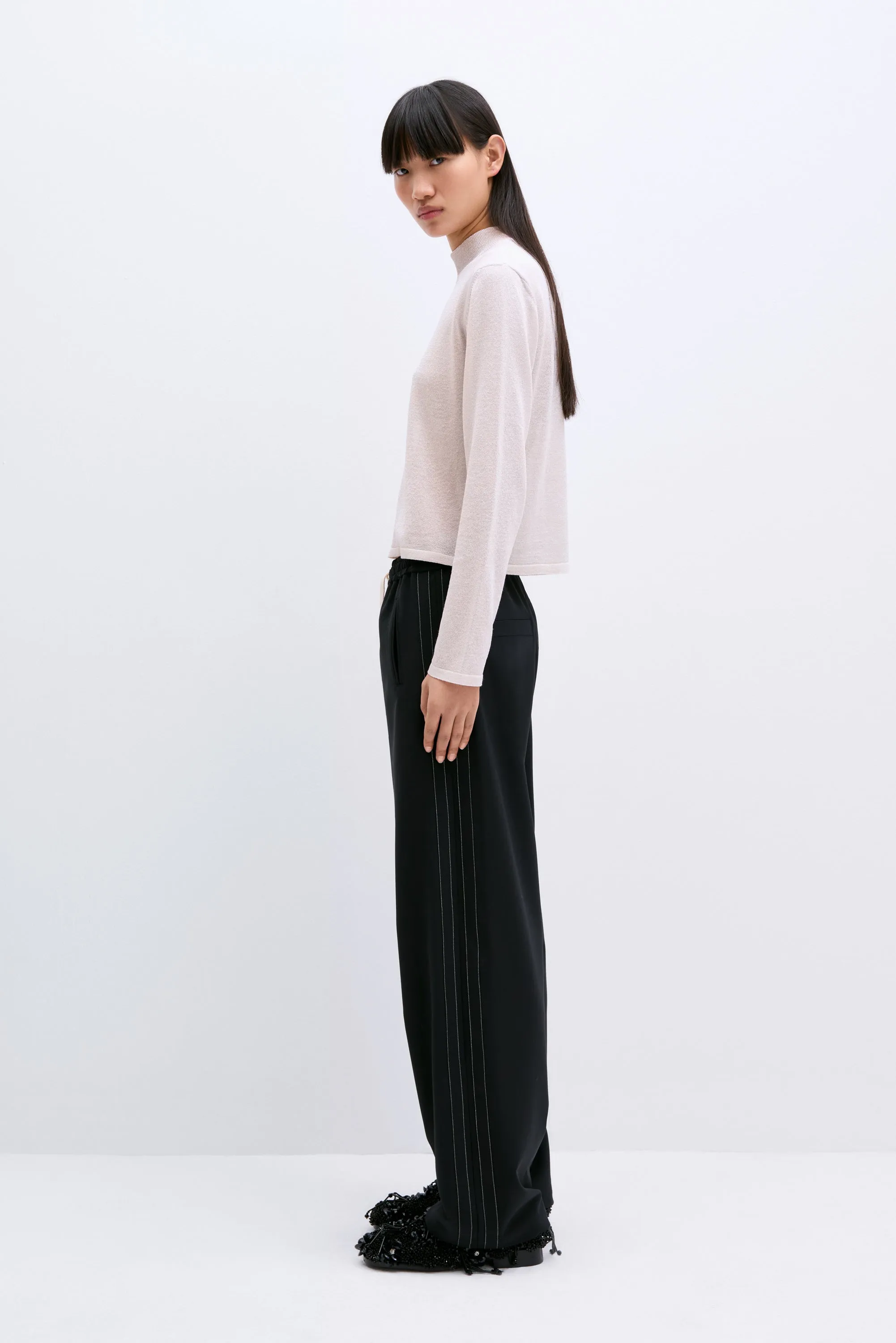 Black Tailored Drawstring Pants