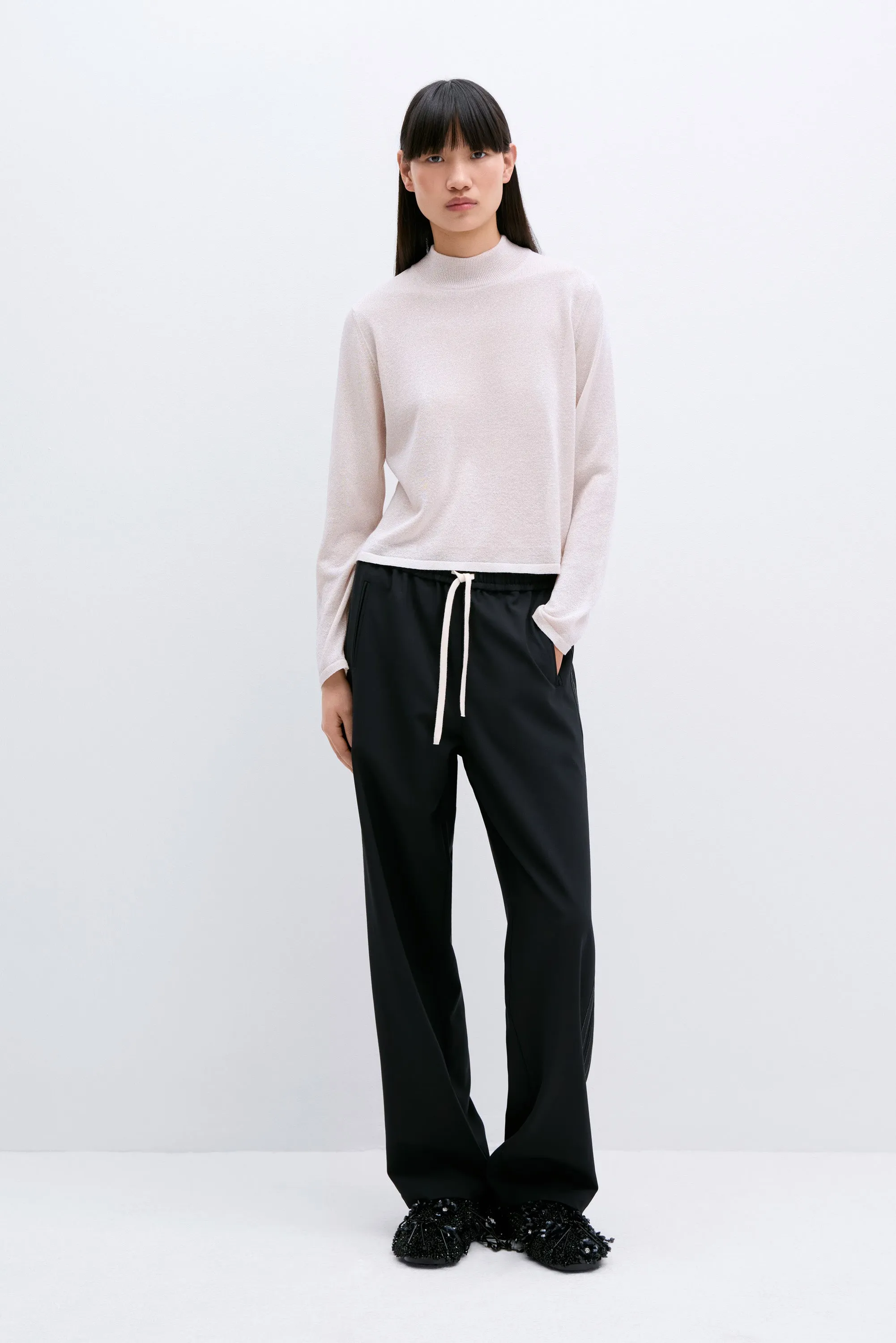 Black Tailored Drawstring Pants