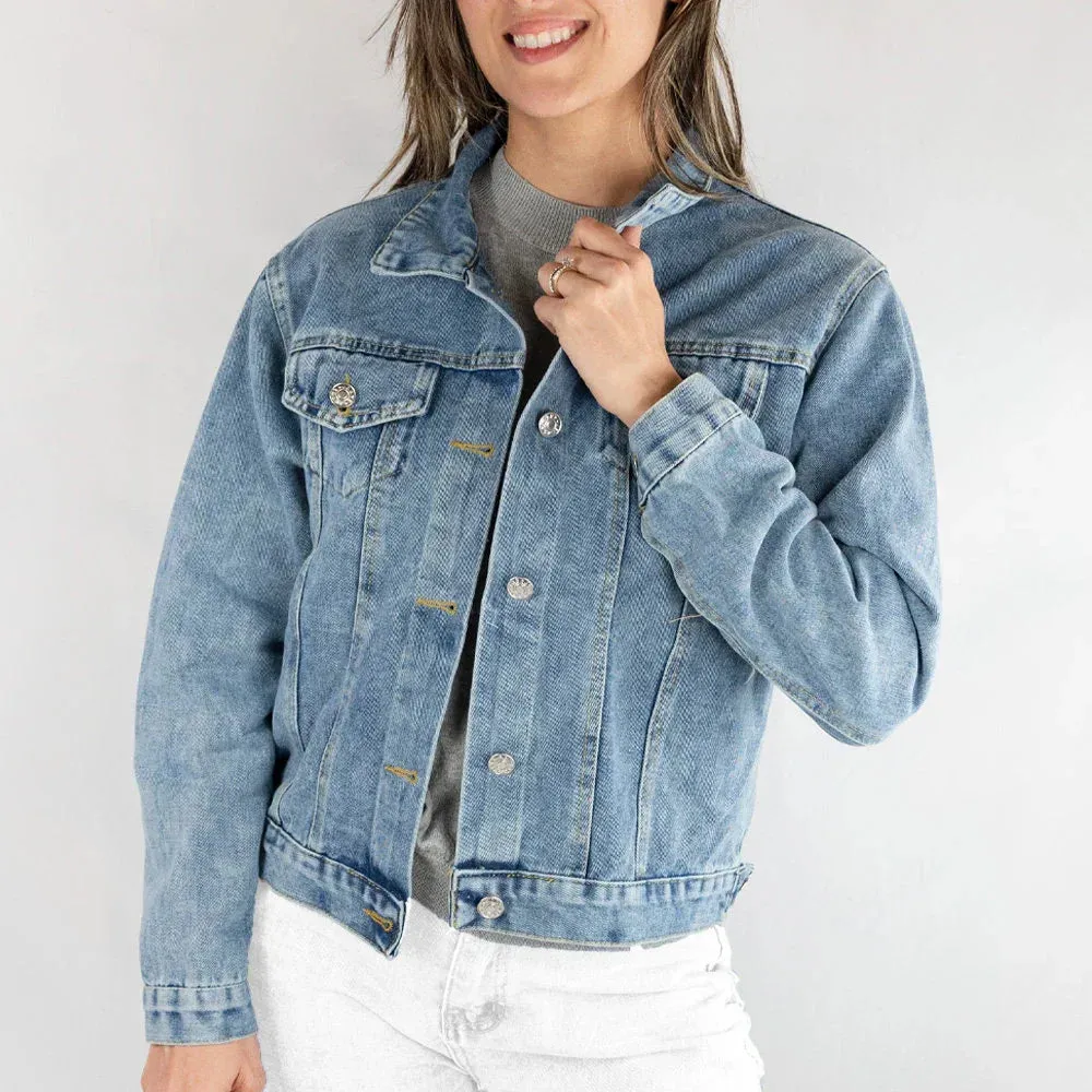 (Blue Denim) Personalized Bachelorette Party Denim Jacket Gift