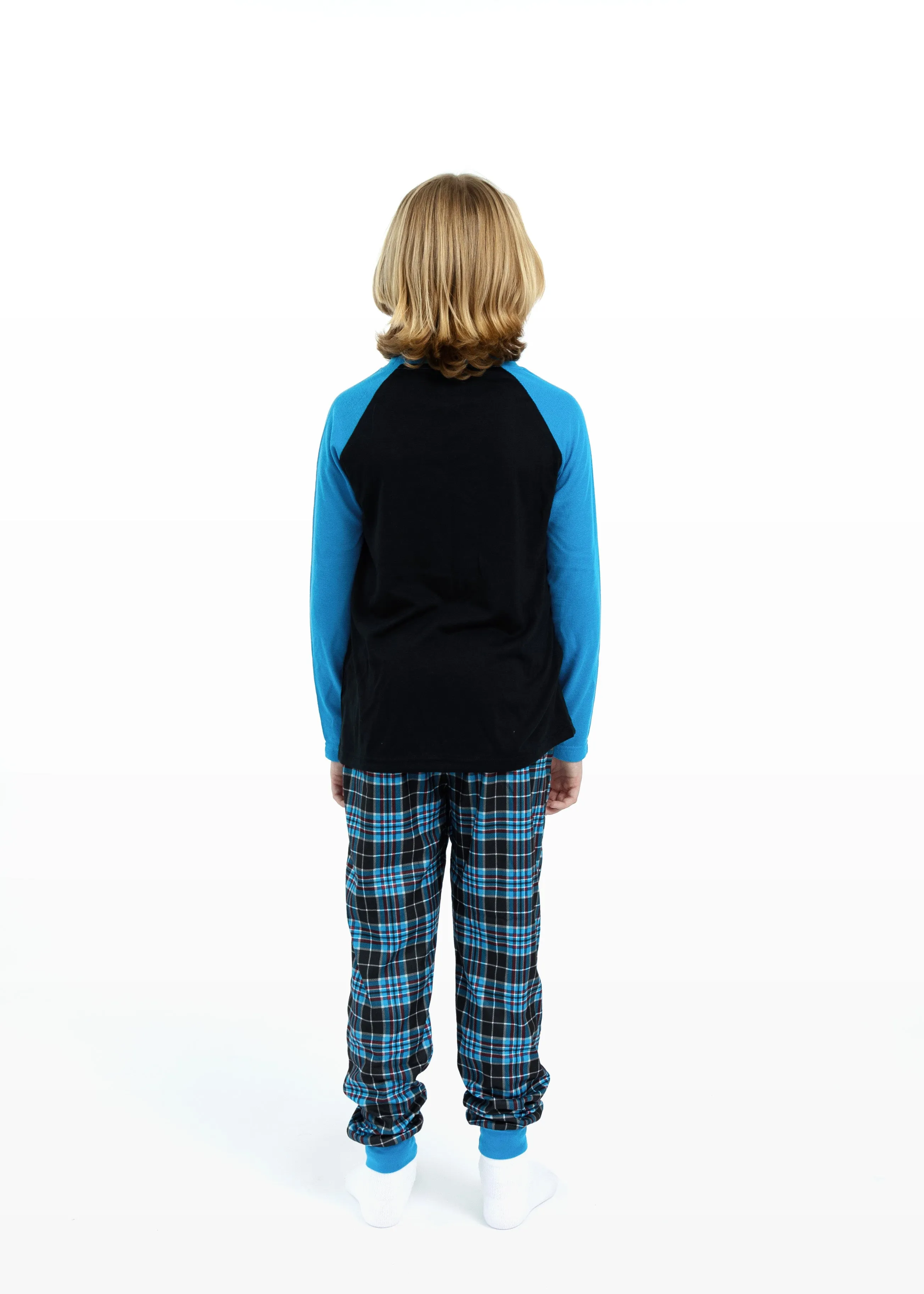 Boys Super Cool Plaid Brushed Jersey 2-Piece Pajama Sleep Set