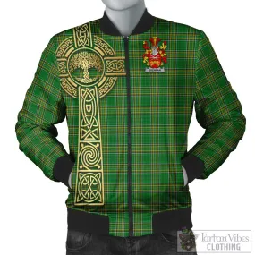 Brennan Irish Clan Tartan Bomber Jacket with Coat of Arms Celtic Tree of Life Style