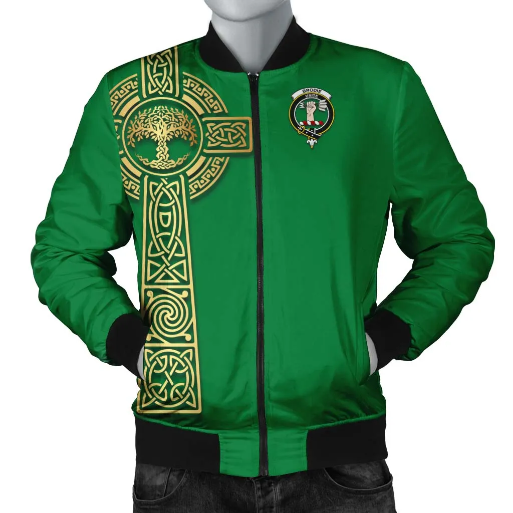 Brodie Clan Bomber Jacket with Golden Celtic Tree Of Life