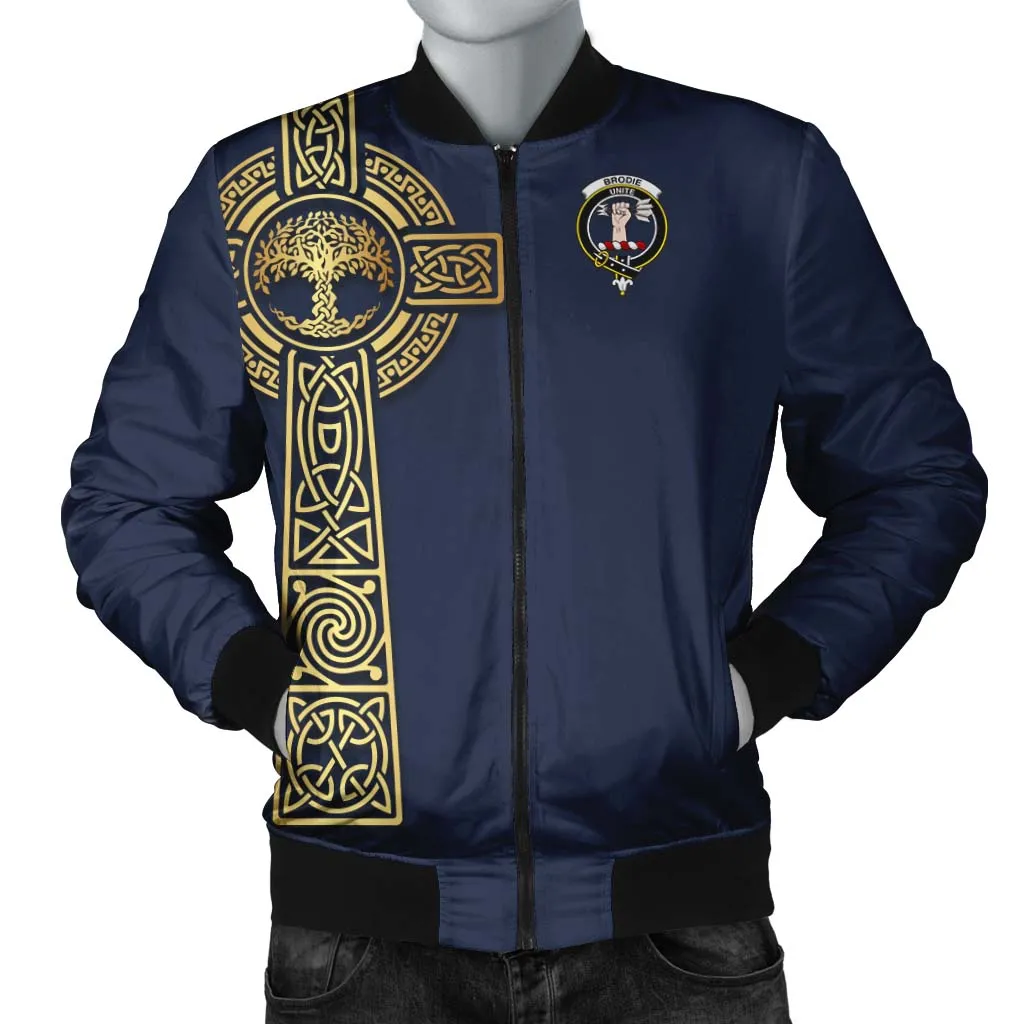 Brodie Clan Bomber Jacket with Golden Celtic Tree Of Life