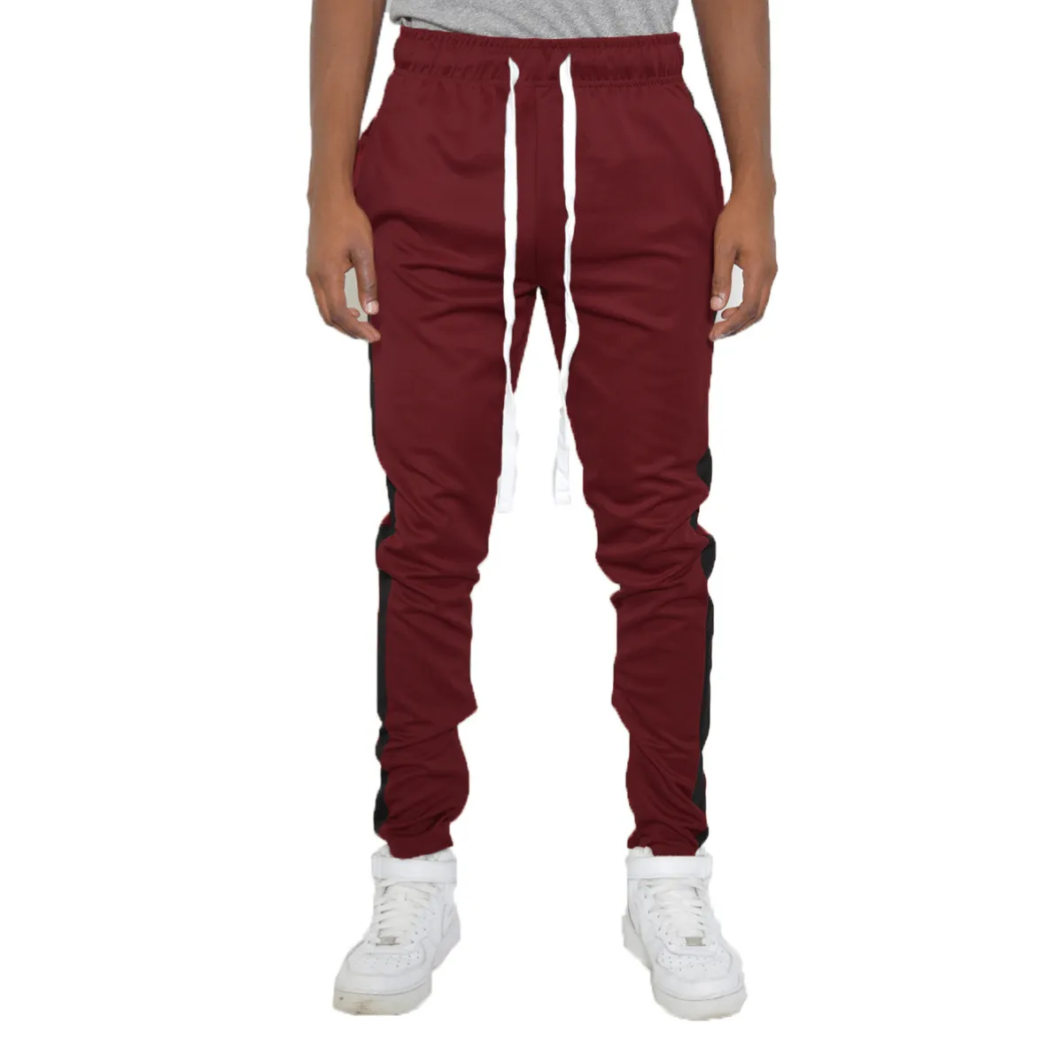 Burgundy Slim Fit Track Pants