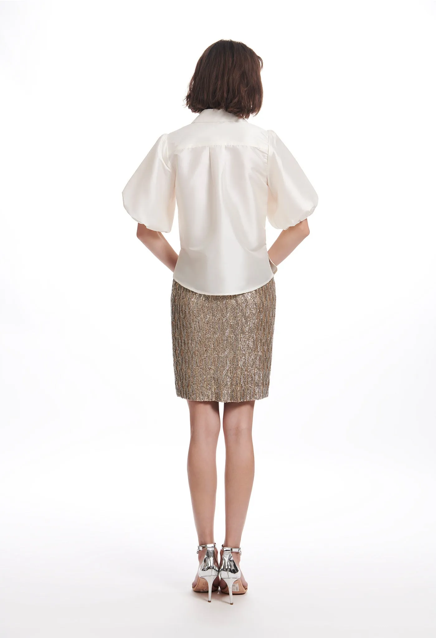 CABLE-KNIT BEADED SKIRT