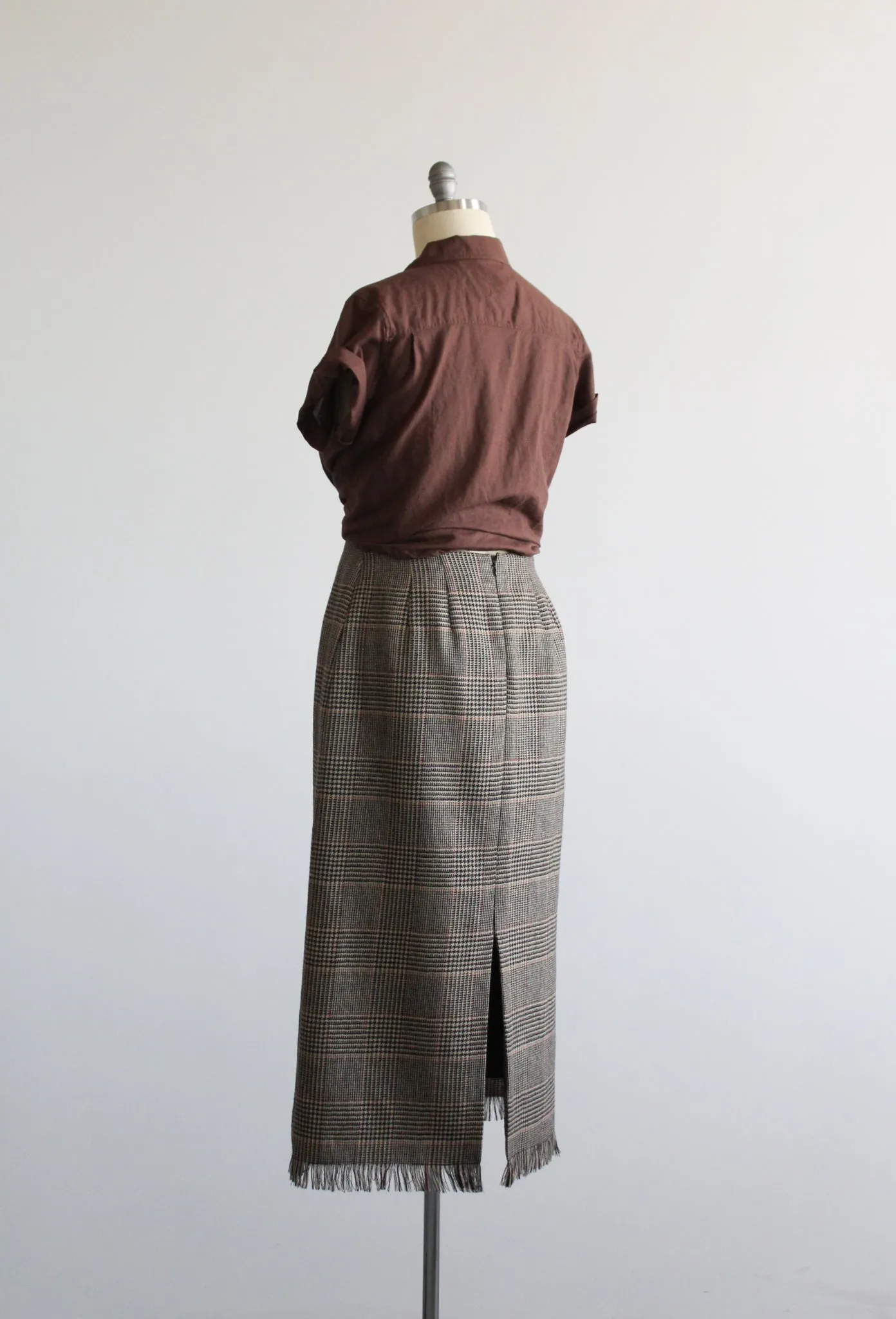 card catalog plaid wool skirt