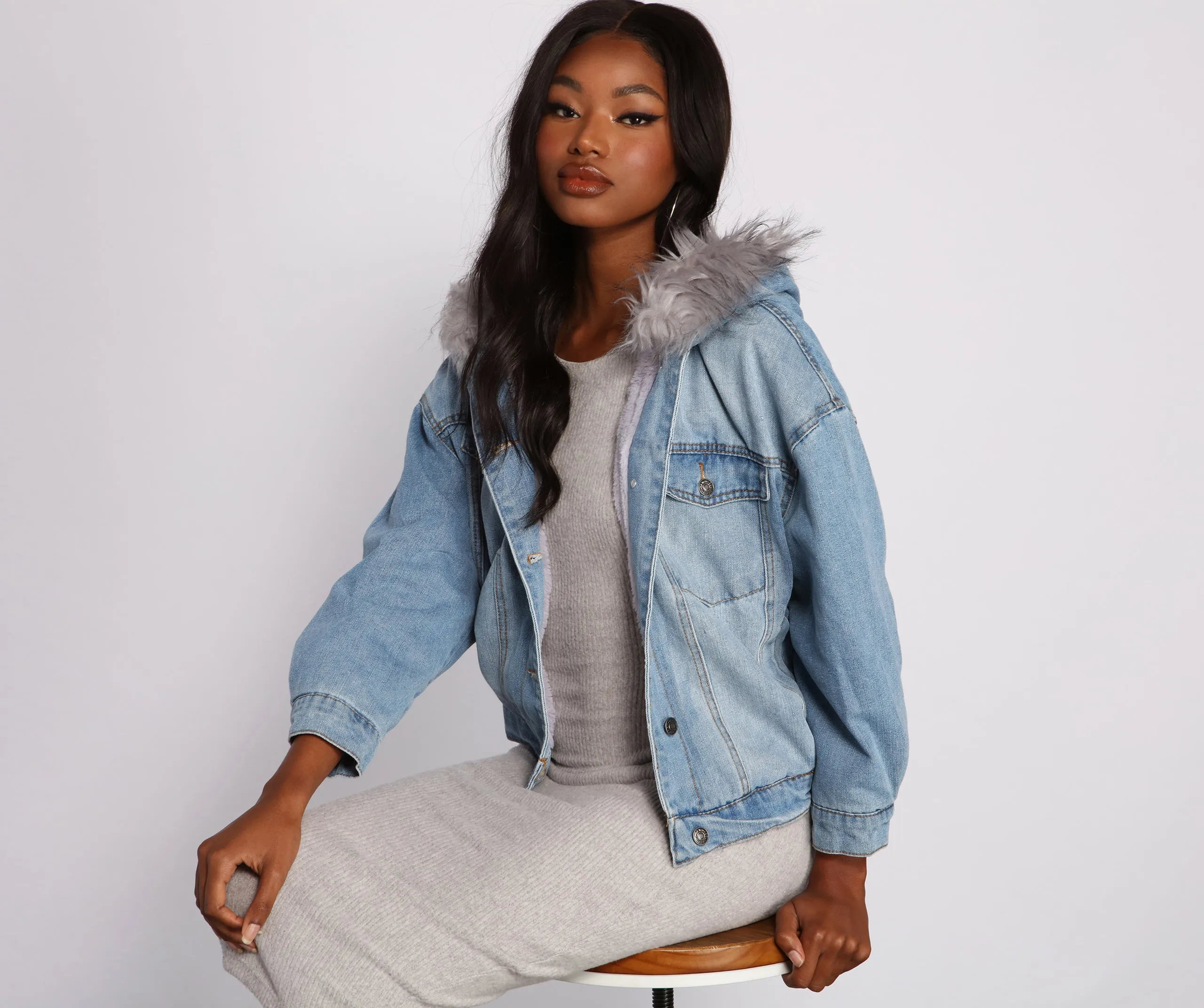 Casual And Cozy Hooded Denim Jacket