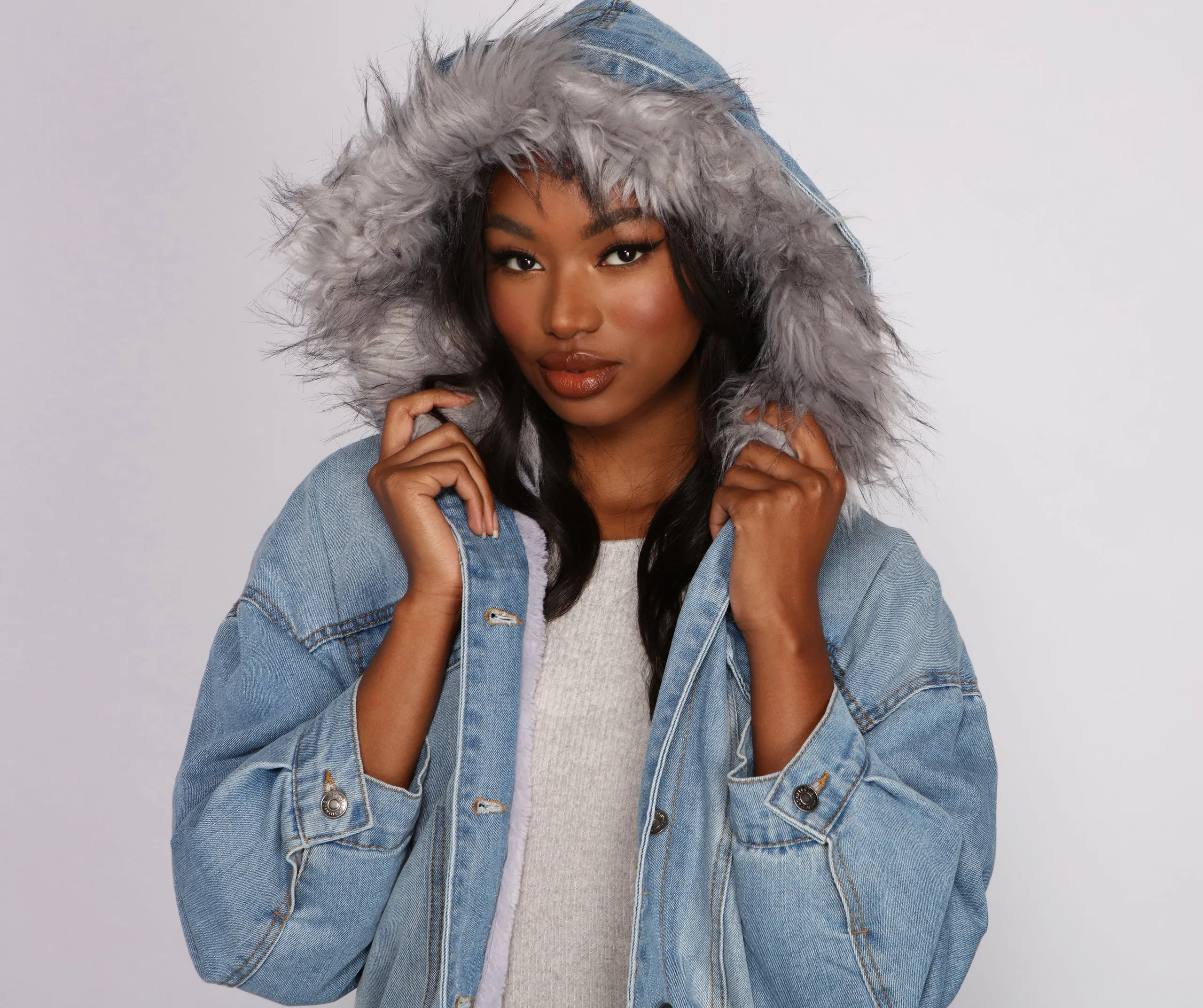 Casual And Cozy Hooded Denim Jacket