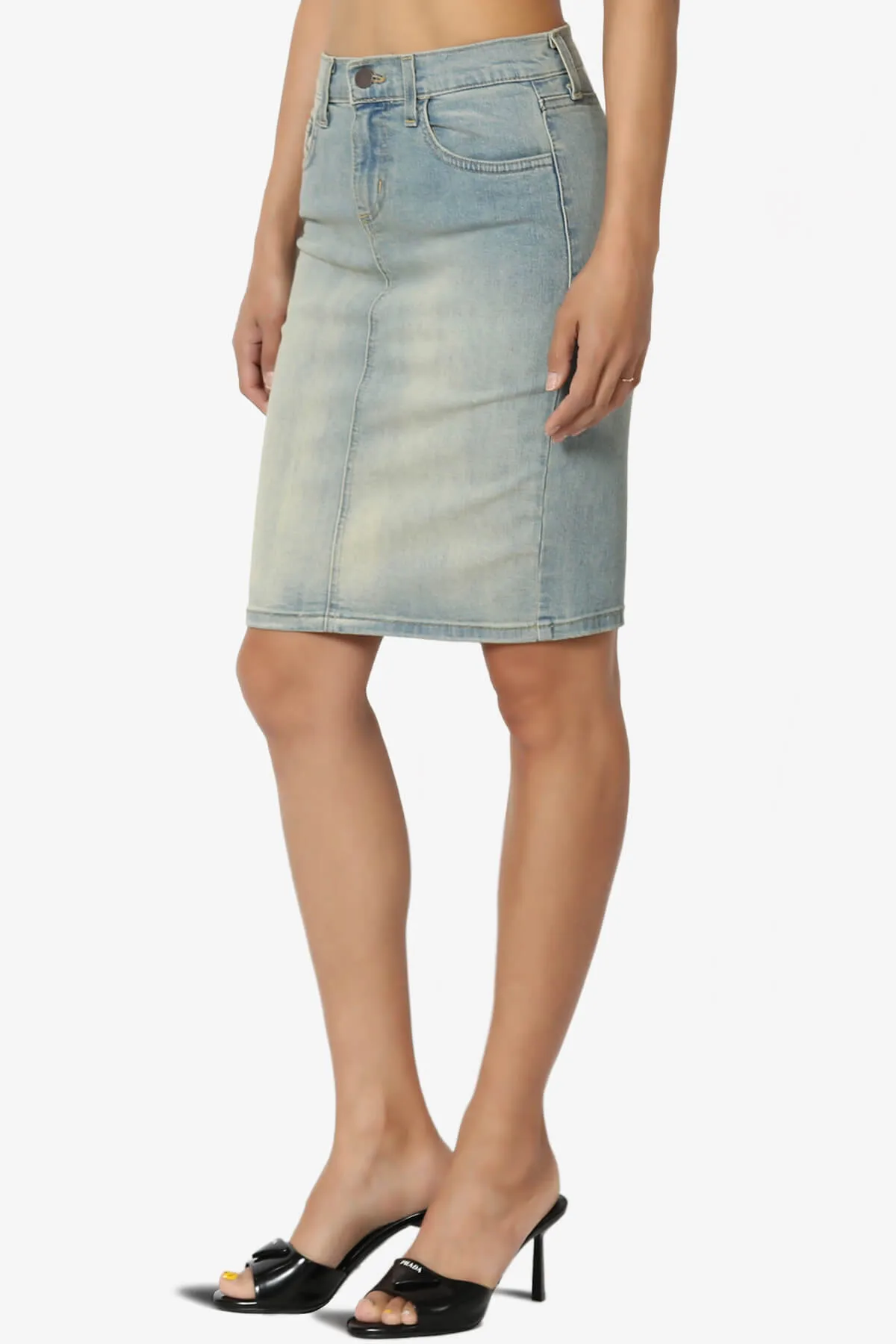 Celvin Washed Denim Mini Skirt