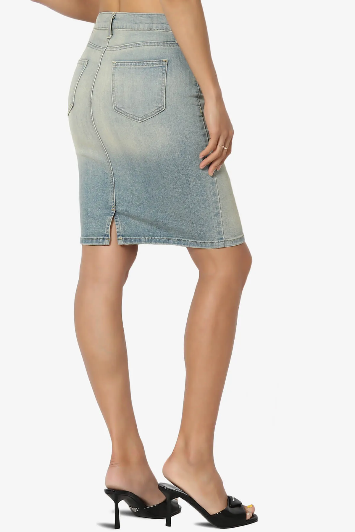 Celvin Washed Denim Mini Skirt