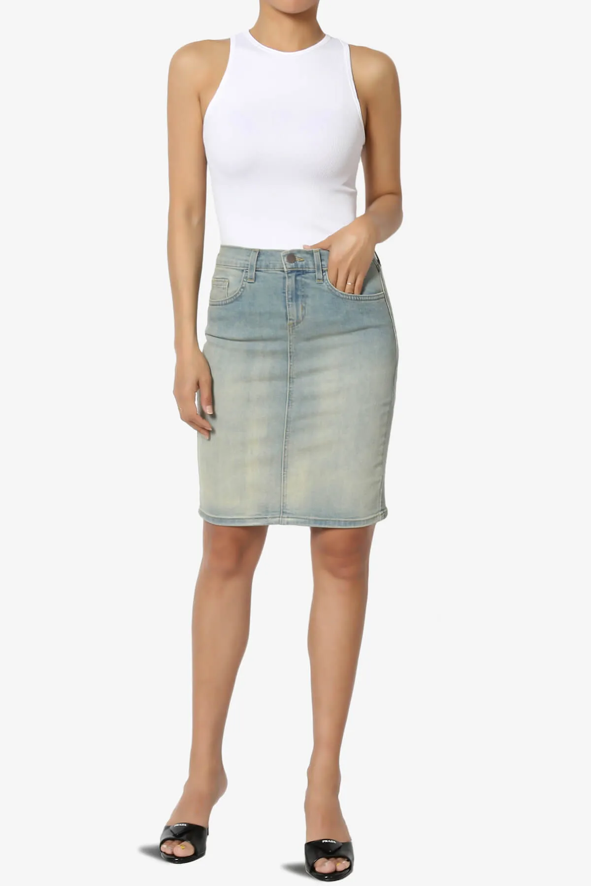 Celvin Washed Denim Mini Skirt