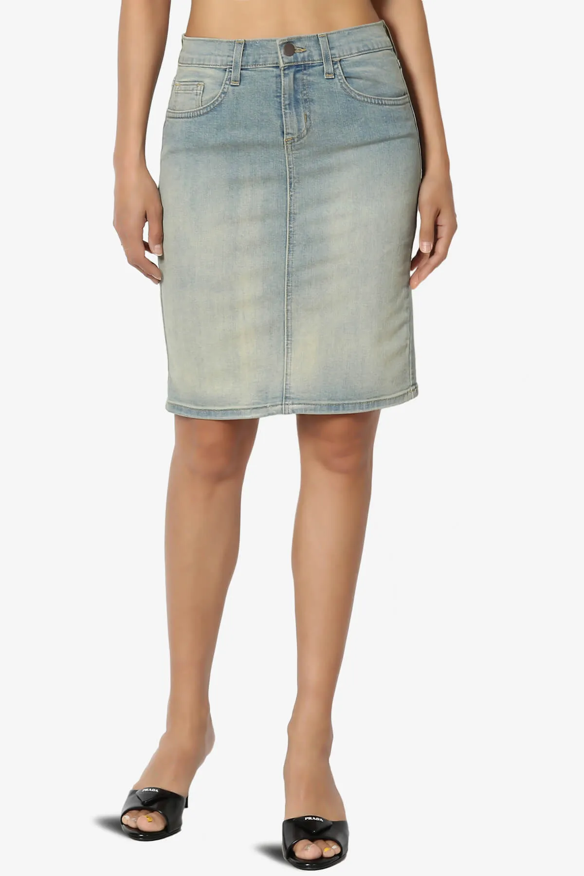 Celvin Washed Denim Mini Skirt