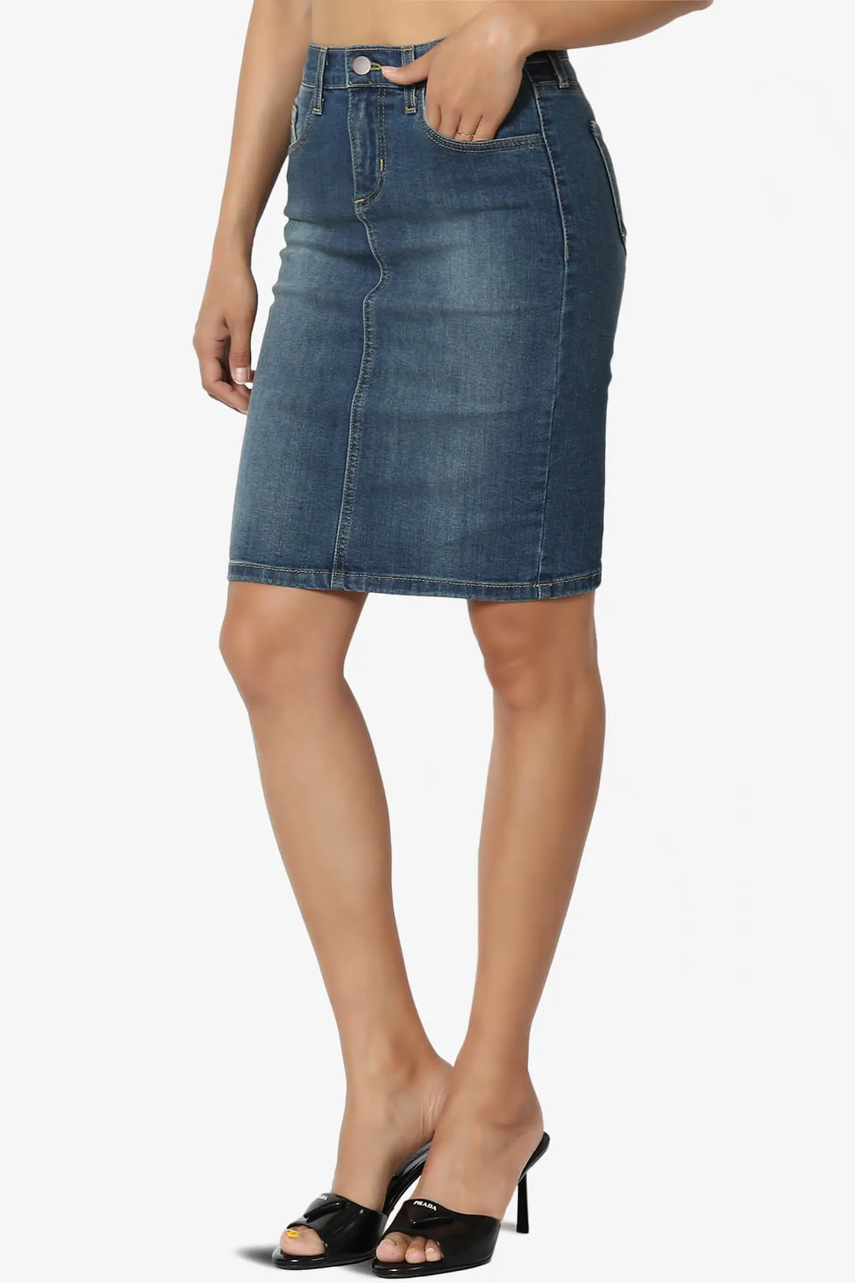 Celvin Washed Denim Mini Skirt