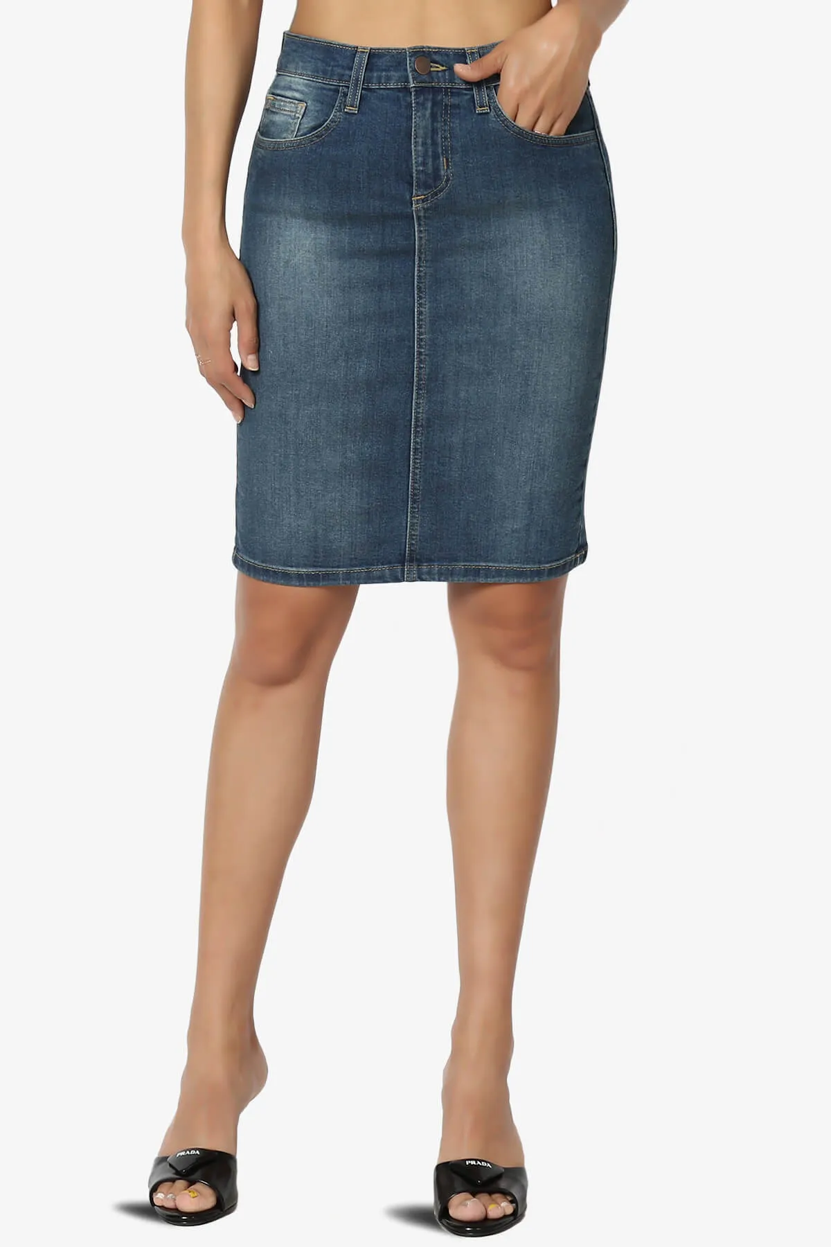 Celvin Washed Denim Mini Skirt